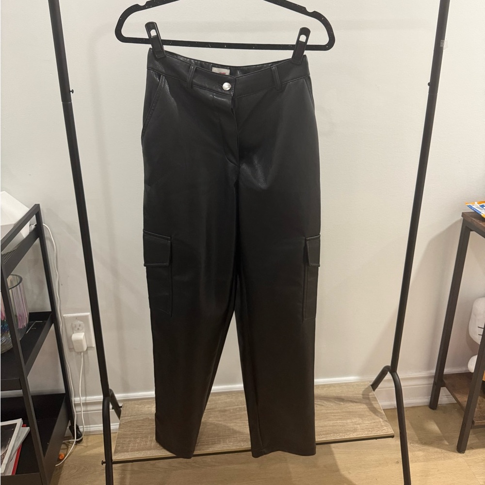 Wilfred Black Cargo Leather Pants